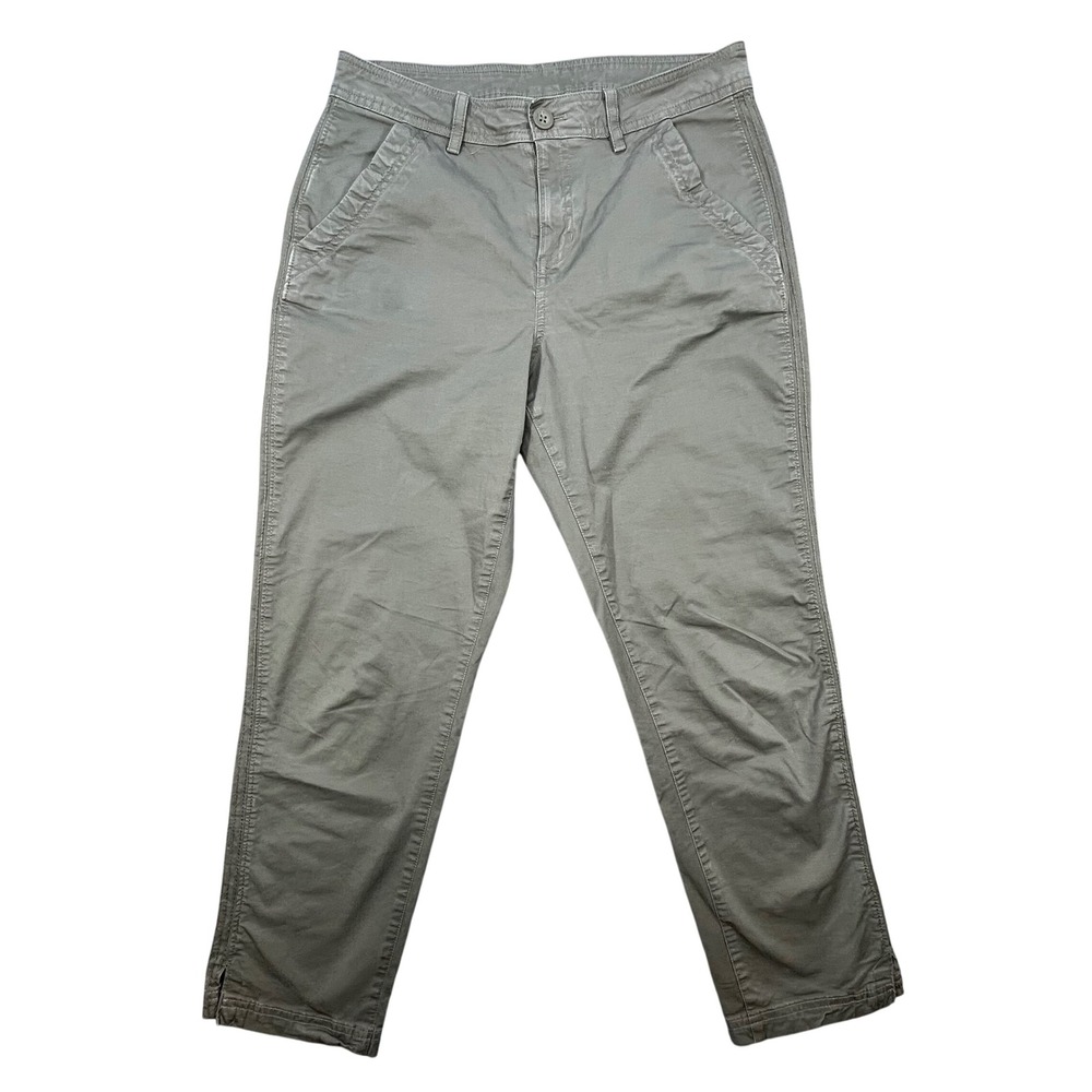 Eddie Bauer Green Chino Pants Straight Leg Stretch Utility Womens Size 6